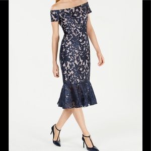 Calvin Klein Off-The-Shoulder Lace
Midi Dress